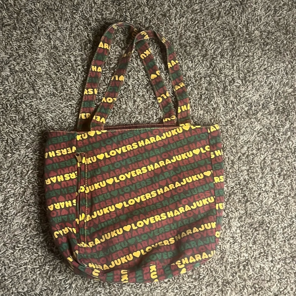 VTG Y2K Harajuku Lovers Brown Tote Bag Spellout Gwen Stefani
